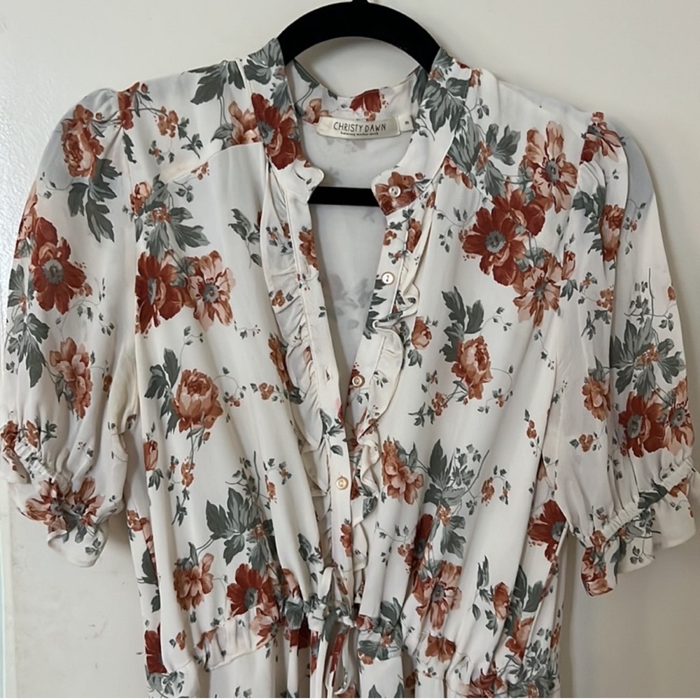 Christy Dawn Cream Floral Dress XS (fits S)